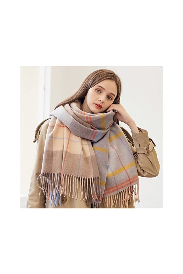 Foulard Écharpe Écharpe à carreaux for les femmes épaissir des châles de cachemire chauds chauds et enveloppements Pashmina H