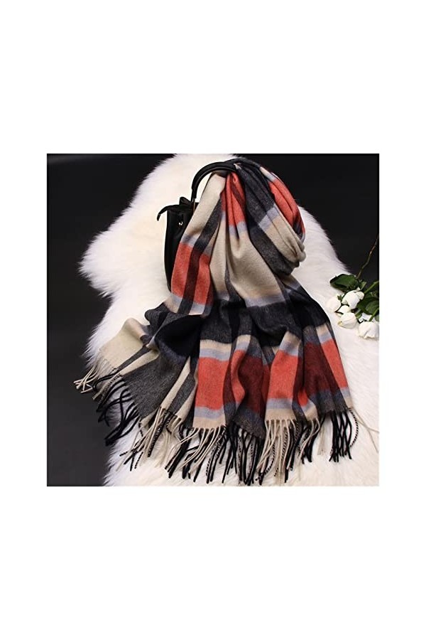 Foulard Écharpe Écharpe à carreaux for les femmes épaissir des châles de cachemire chauds chauds et enveloppements Pashmina H