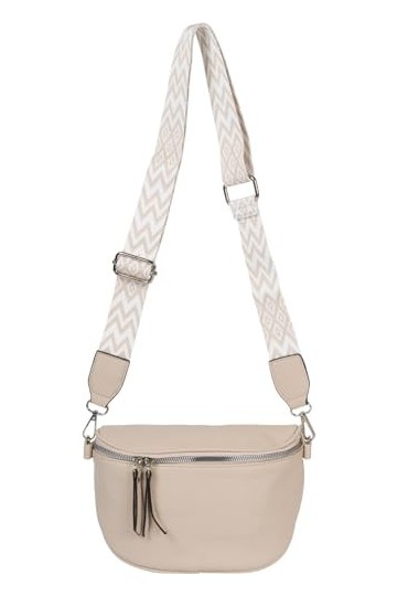 styleBREAKER Sac à bandoulière croissant de lune pour femme - Couleur unie - Bandoulière réglable avec motif losanges en zigz