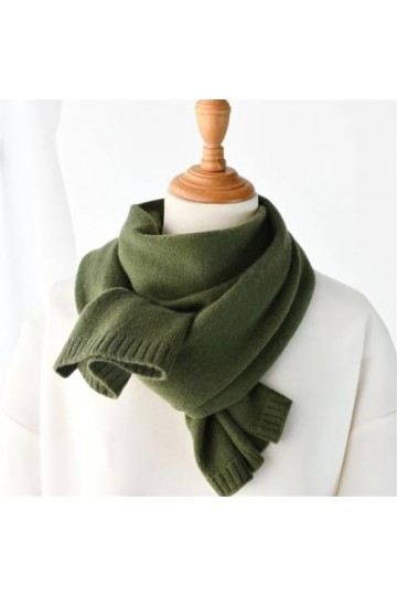 Hdhdeueh Foulard tricoté en laine chaude unisexe pour femme Couleur unie, Army Gn., taille unique