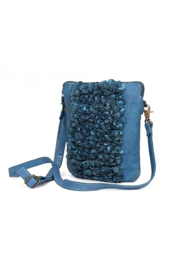 MiTASCH Jolie Sac à main pour femme en cuir véritable Bleu, bleu, 22,5x25x5cm