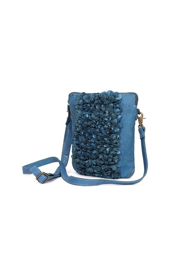 MiTASCH Jolie Sac à main pour femme en cuir véritable Bleu, bleu, 22,5x25x5cm