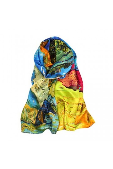 Sudemota Echarpes Femme Écharpes for Femmes 100% Grande Soie de mûrier imprimé léger Motif Floral Longue Mode crème Solaire c