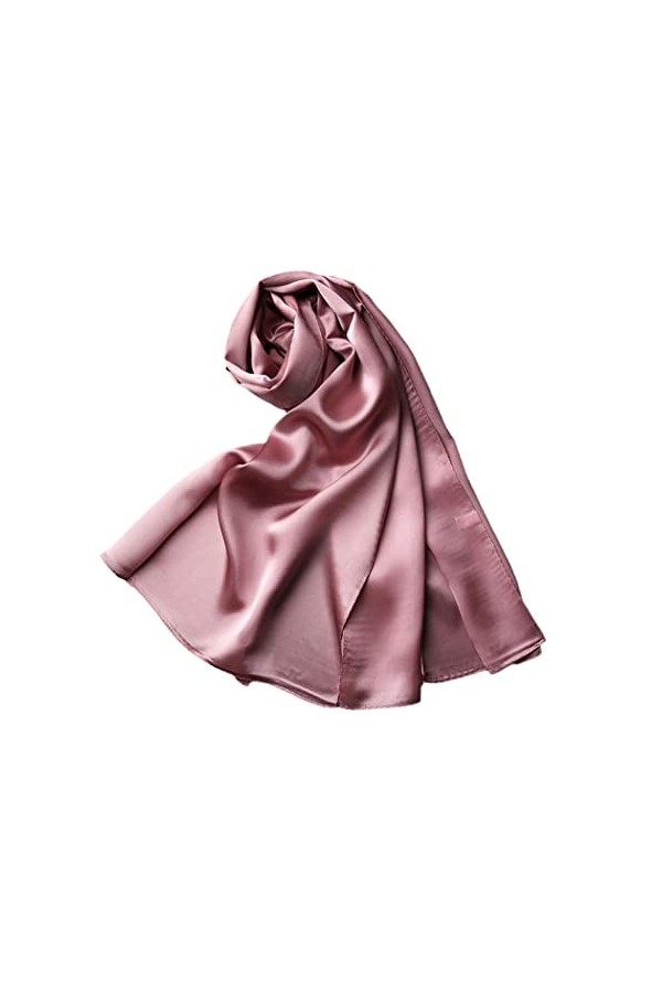 YIOLEAMP Écharpes en satin de soie pure à 100%, châles de hijab unis de couleur unie pour femmes, grande écharpe unie