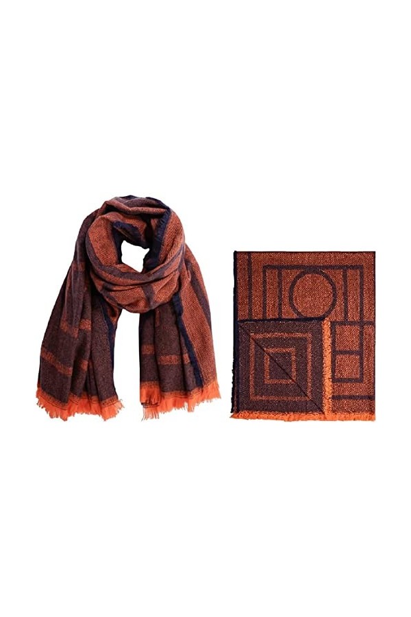 ABGRC Écharpe Écharpe en Laine, écharpes en Cachemire Double Face All-Match, châle à Motif géométrique de Mode, châle pour Fe