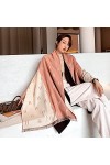 Foulard en Soie Automne et Hiver Chaleur écharpe épaisse Femmes Mode Sauvage Double Face Cachemire écharpe châle-Beige Rose