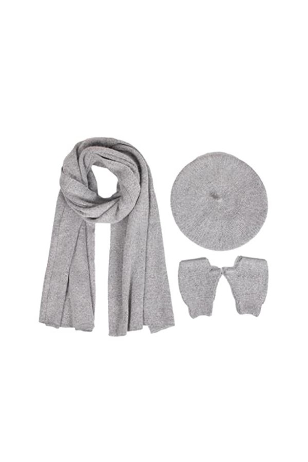 Baiyao Ensemble béret chapeau, écharpe, gants dhiver pour femme, gavrois, casquette gavroche, cache-cou, gants pour équitati