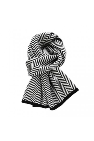 Hdhdeueh Foulard long en laine à rayures pour femme - Chaud - Cadeau de Noël, Noir , taille unique