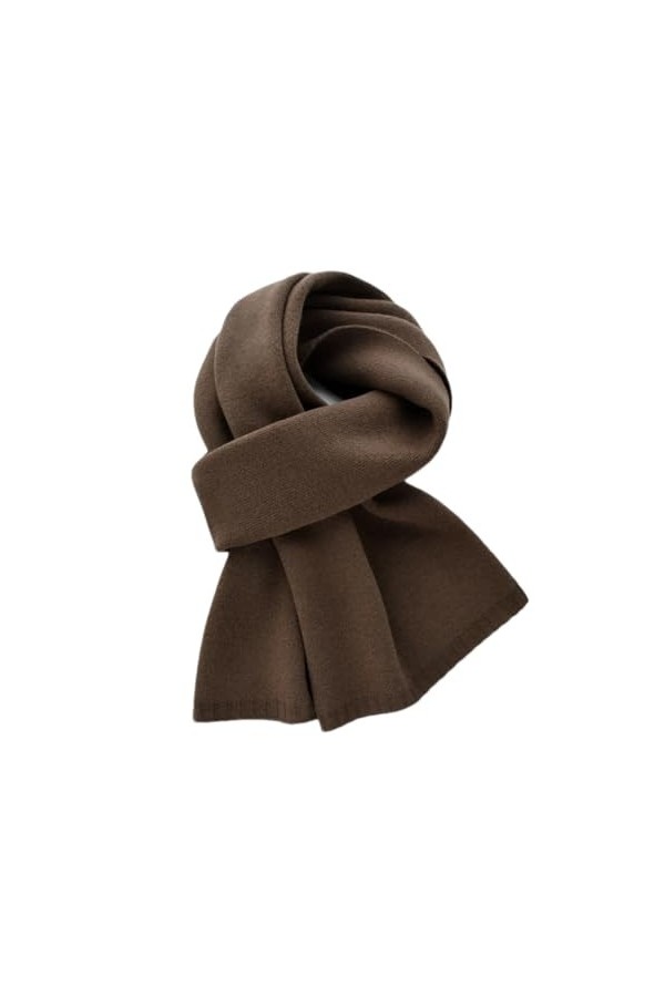 Hdhdeueh Écharpe simple en laine tricotée pour femme - Couleur unie, café, taille unique