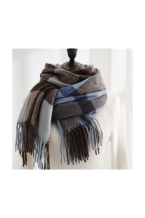 Foulard à Carreaux Chaud Automne et Hiver Châle Wrap Long Frange Lady Épais Châle à Franges Color : E, Size : One Size 