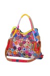 Segater Sac à main en cuir véritable pour femme Motif floral Multicolore, Multicolore 3, Taille unique