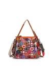 Segater Sac à main en cuir véritable pour femme Motif floral Multicolore, Multicolore 3, Taille unique