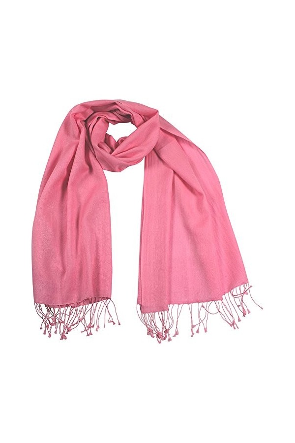Shirin Sehan Pashmina Écharpe 70 % cachemire 30 % soie Rose - Rose - Small
