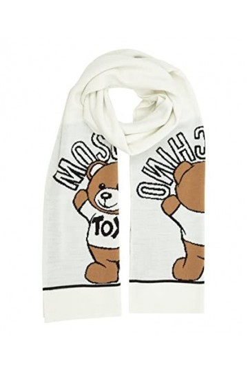 MOSCHINO femme Teddy bear écharpe en laine white