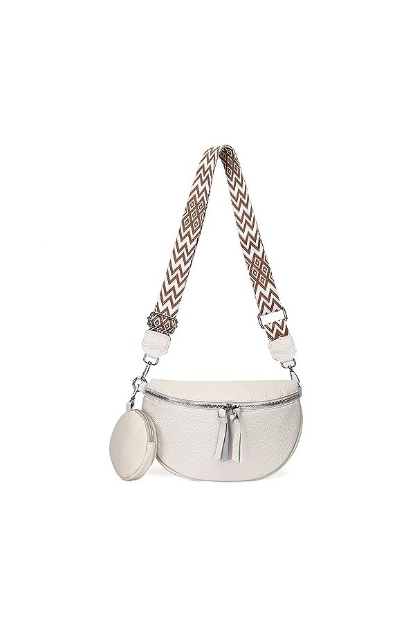 VOFANK Sac Banane Femme Chic, Sac Bandoulière Femme en Cuir Véritable Petit Sac a Main Femmes Bandoulieres avec Porte Monnaie