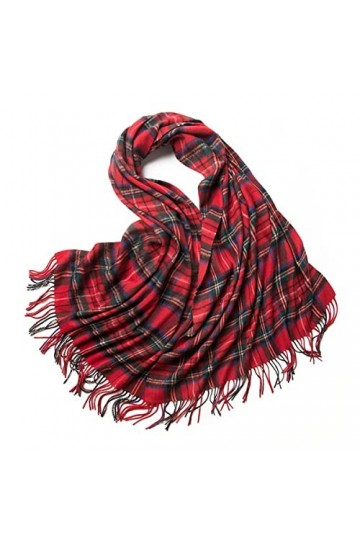 Foulard en Soie, Écharpes de Couverture pour Femmes Dames Mode Gland Vérifié Couleur Pure Wrap Hiver Plaid Doux Chaud Tartan 