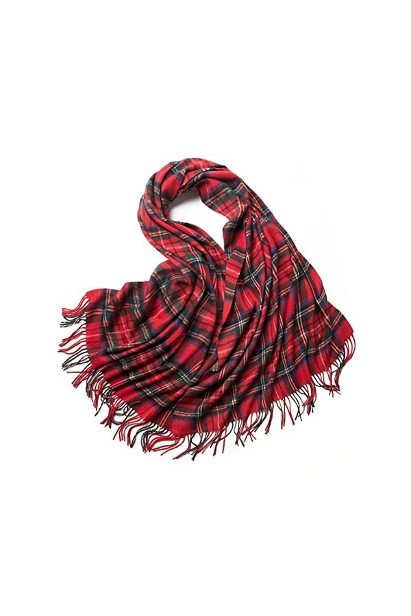 Foulard en Soie, Écharpes de Couverture pour Femmes Dames Mode Gland Vérifié Couleur Pure Wrap Hiver Plaid Doux Chaud Tartan 