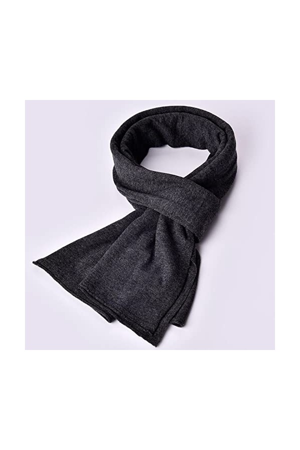 Bywenzai Foulard Hommes 100% Laine Écharpe Marque Solide Gris Automne Hiver Écharpes pour Hommes Doux Chaud Châles 175X65Cm N
