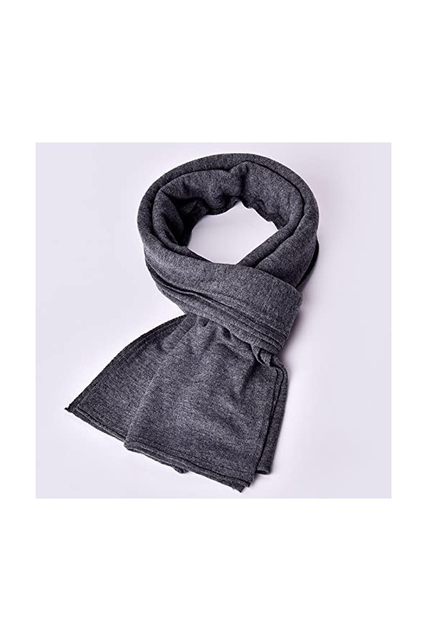 Bywenzai Foulard Hommes 100% Laine Écharpe Marque Solide Gris Automne Hiver Écharpes pour Hommes Doux Chaud Châles 175X65Cm N