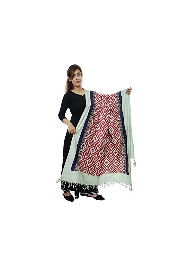 Handicraft Bazarr Head Étoles en laine pashmina imprimé pour femme - Écharpe en coton et soie - 213 x 122 cm