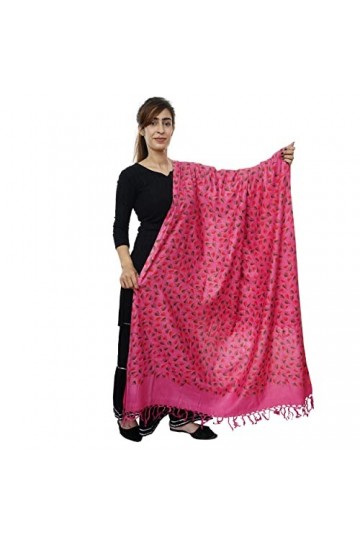 Handicraft Bazarr Foulards de méditation en coton et soie avec pompons - Écharpe traditionnelle pashmina en laine - 213 x 122