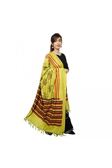 Handicraft Bazarr Châles pour femme avec pompons - Pour fête, cachemire - Écharpe pashmina en coton et soie - Design traditio