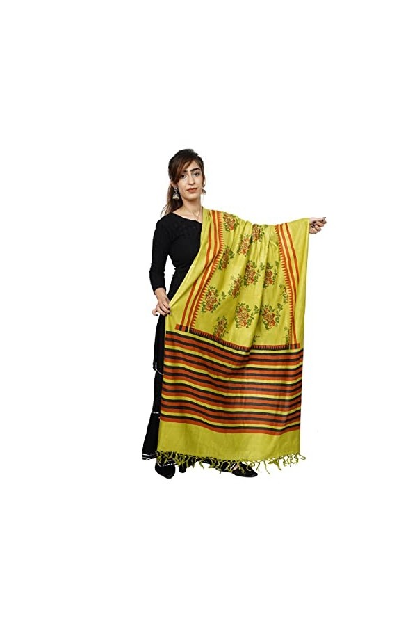 Handicraft Bazarr Châles pour femme avec pompons - Pour fête, cachemire - Écharpe pashmina en coton et soie - Design traditio