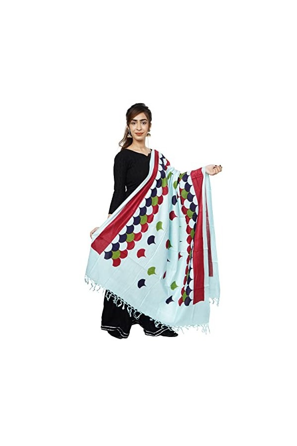 Handicraft Bazarr Étole en coton doux et soie pour lhiver, châle chaud pashmina, écharpe imprimée à la main, 122 x 213 cm