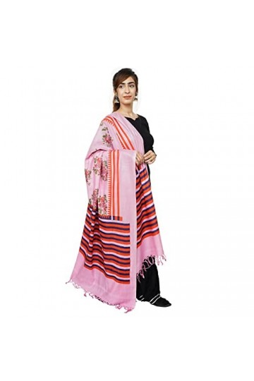 Handicraft Bazarr Écharpe en coton et soie pour femme - Pour intérieur et extérieur - 213 x 122 cm - Imprimé à la main - Châl