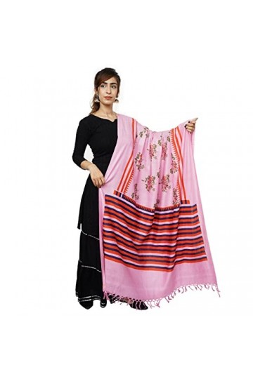 Handicraft Bazarr Écharpe en coton et soie pour femme - Pour intérieur et extérieur - 213 x 122 cm - Imprimé à la main - Châl