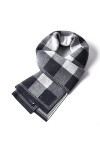 Foulard en Soie, Foulards pour Femmes et Hommes Hiver Longue Mode Couverture Douce Chaud Tartan Check Wraps Laine Gris Châle 