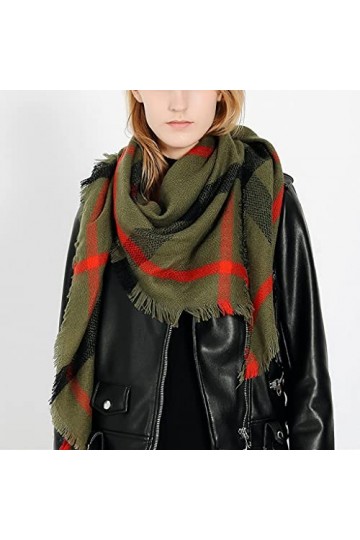 DYXYH Dame plaid écharpes châle femmes printemps automne hiver épaisse écharpe chaud tout match long Color : Green, Size : 2