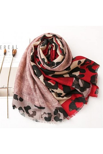 Yalych Patchwork Frange Viscose Châle Écharpe Dame Wrap Pashmina Étole Bufandas Hijab 180 * 90Cm Femmes Léopard Décoration de