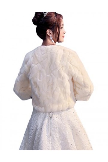 Insun Mariage Châle Écharpe Veste Manteau de Mariée Cape Boléro Manteau de Fausse Fourrure Veste de Mariée Ivoire