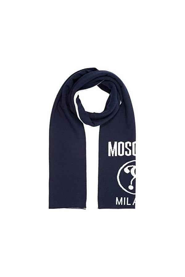 MOSCHINO femme Double question mark écharpe en laine blue