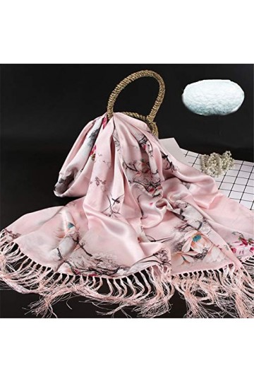 Snhpk Foulard en Soie Pure Femmes Dames 100% Soie Foulards Foulard Châle Wrap Léger Anti-Allergique De Haute Qualité,6,175cm