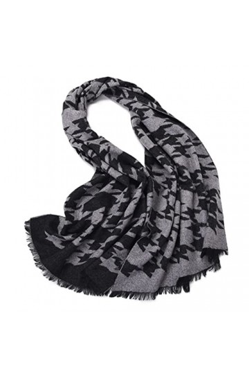 Foulard en Soie, Écharpe dHiver Longues Écharpes Chaudes en Cachemire Classique Couleur Gris Solide Châle Wraps Supe Couvert