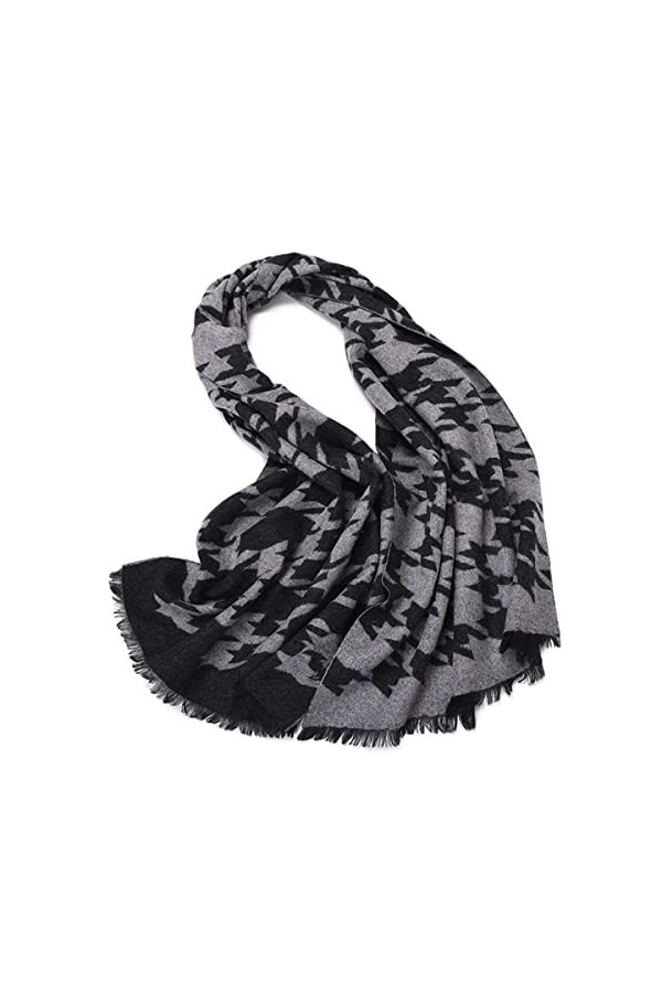 Foulard en Soie, Écharpe dHiver Longues Écharpes Chaudes en Cachemire Classique Couleur Gris Solide Châle Wraps Supe Couvert