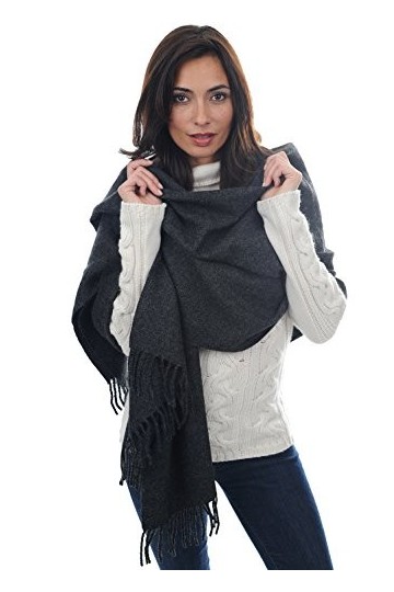 Accessoire Top Tendance Écharpe Femme Étole Pashmina Cachemire Foulard Châle Touché Soyeux Couleur Uni Gris Foncé 200 x 90cm