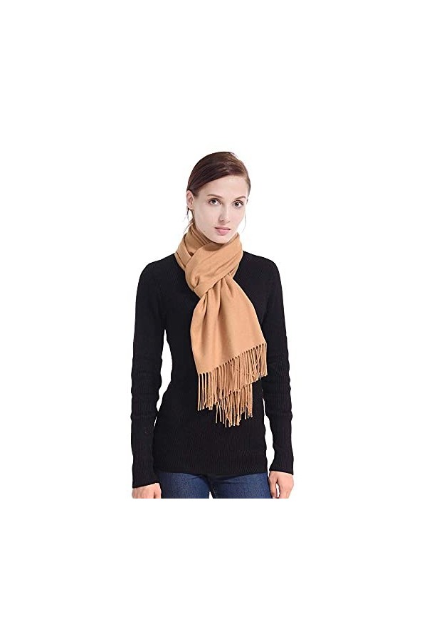 Accessoire Top Tendance Écharpe Étole Pashmina Cachemire Foulard Châle Touché Soyeux 200 x 90cm couleur Camel