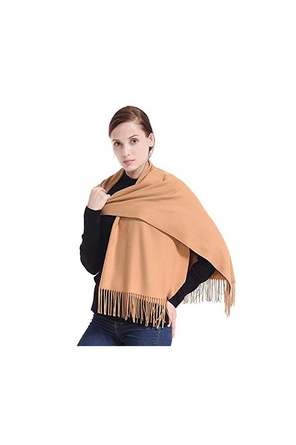 Accessoire Top Tendance Écharpe Étole Pashmina Cachemire Foulard Châle Touché Soyeux 200 x 90cm couleur Camel