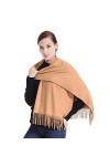 Accessoire Top Tendance Écharpe Étole Pashmina Cachemire Foulard Châle Touché Soyeux 200 x 90cm couleur Camel