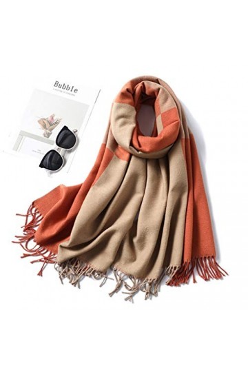 Écharpe à Carreaux en Cachemire Femmes Nouvelles Écharpes dhiver Épais Chaud Pashmina Solide Châles et Wraps Dame Couleur :