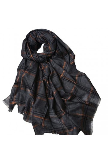 Foulard en Soie, Écharpes de Couverture pour Femmes Écharpe Pashmina Tartan Doux à Rayures Châles Chauds Wraps Couleur : Noi