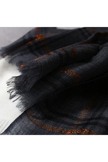 Foulard en Soie, Écharpes de Couverture pour Femmes Écharpe Pashmina Tartan Doux à Rayures Châles Chauds Wraps Couleur : Noi