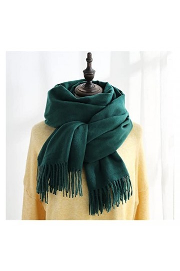 ACiyD Écharpe pour Femme Automne Hiver Écharpe pour Femme Écharpes en Cachemire Chaud de Couleur Unie Glands châles Foulard B