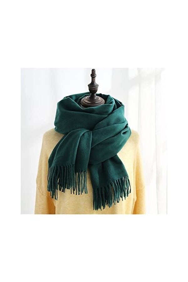 ACiyD Écharpe pour Femme Automne Hiver Écharpe pour Femme Écharpes en Cachemire Chaud de Couleur Unie Glands châles Foulard B