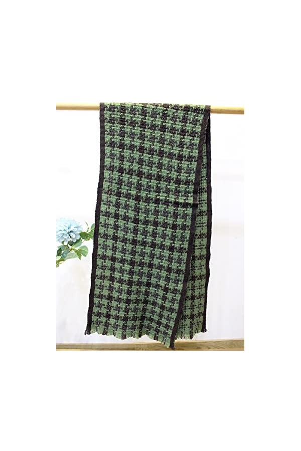 RFEGEF Foulard Femme,Dames Écharpes Et Châles Vert Clair Rétro Mode Treillis Laine Gland Long Doux Hiver Écharpes Grand Chaud