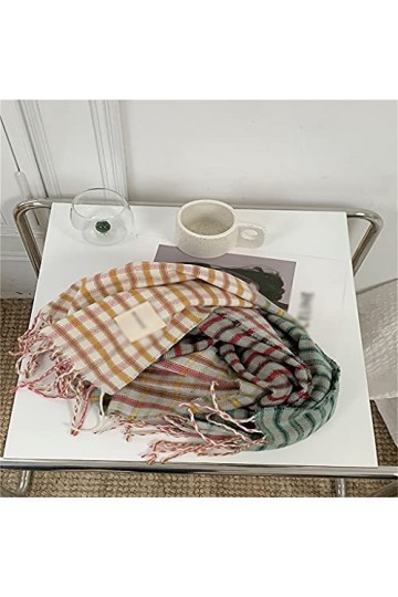 DYXYH Écharpe coréenne Plaid Femmes Automne et Hiver écharpe écharpe Hiver Foulard Chaud Foulard frangé Color : A, Size : On
