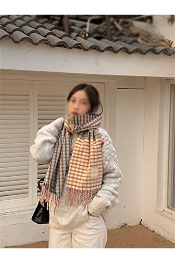 DYXYH Écharpe coréenne Plaid Femmes Automne et Hiver écharpe écharpe Hiver Foulard Chaud Foulard frangé Color : A, Size : On